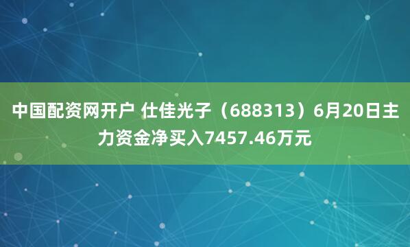 中国配资网开户 仕佳光子（688313）6月20日主力资金净买入7457.46万元